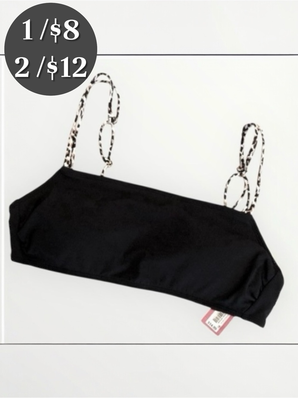 🌴 🆕 Xhilaration Bikini Top. Black. Size L. New with Tags.